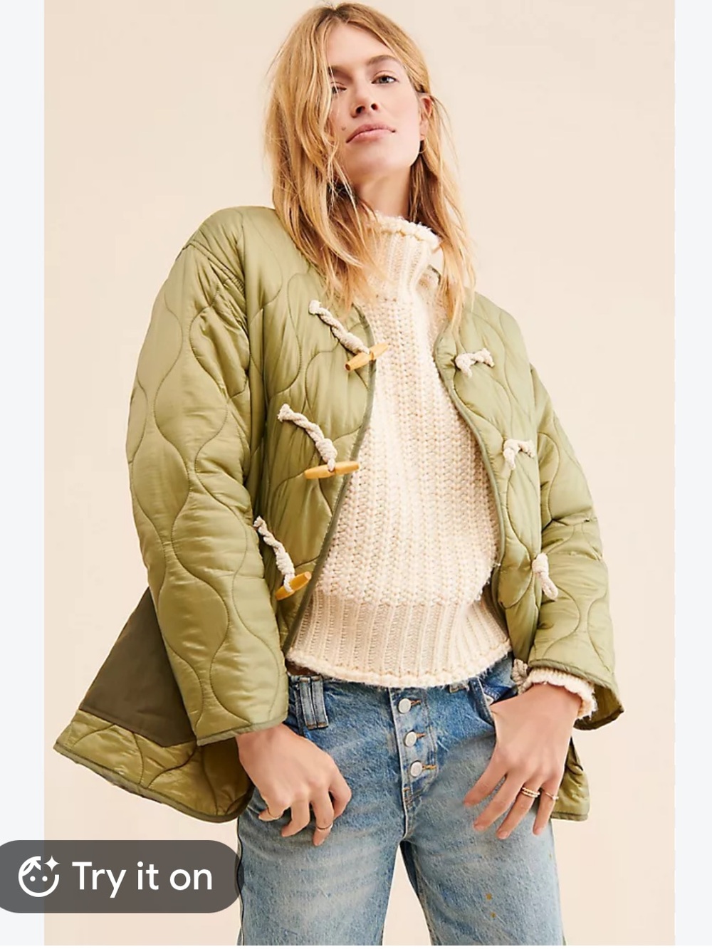 Anthropologie Moon River Quilted Toggle Jacket with Rope Details